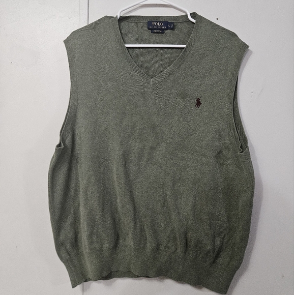 Polo by Ralph Lauren Men's Olive V-Neck Sweater Vest! - Picture 1 of 5